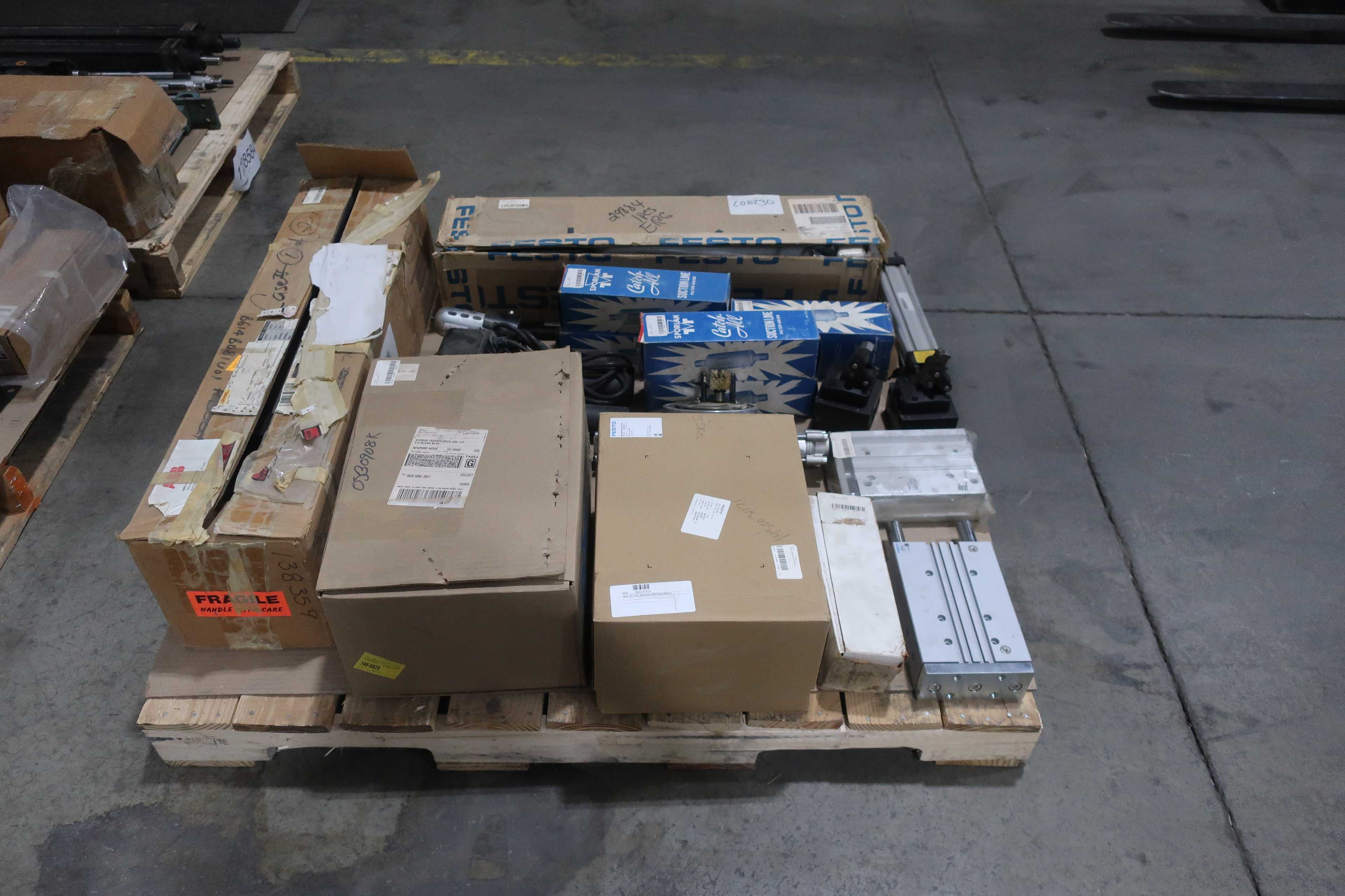 SKU 1738584 - 4 PALLETS OF ASSORTED PNEUMATICS - PNEUMATIC PARTS
