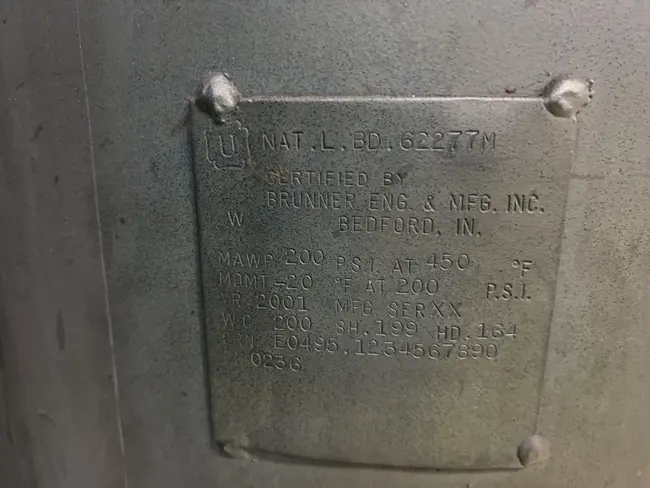 2001 NAT'L. BD. 62277M COMPRESSED AIR HOLDING TANK - undefined