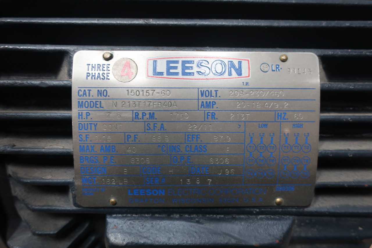 SKU 1008257 - LEESON N213T17FB40A 7.5HP AC MOTOR - AC MOTOR