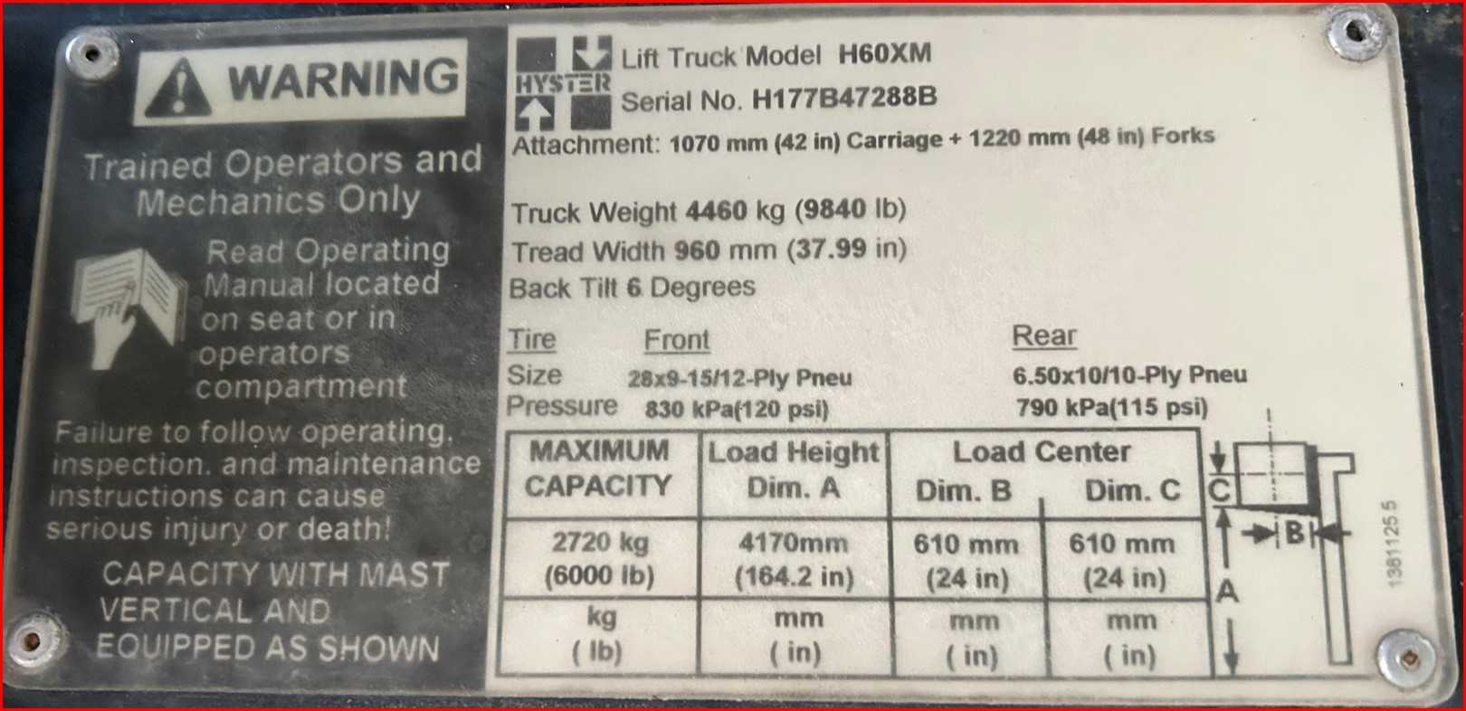 2004 HYSTER H60XM COUNTERBALANCE FORKLIFT - COUNTERBALANCE FORKLIFT