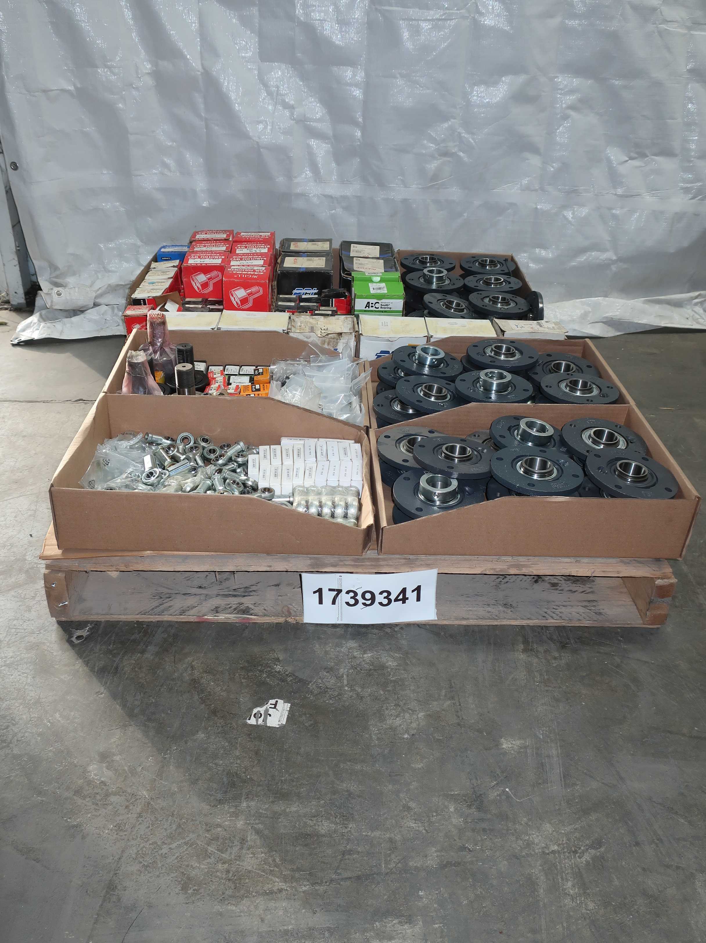 SKU 1739341 - PALLET OF ASSORTED BEARINGS, ROD ENDS, CAMFLOWER, MOUNTED