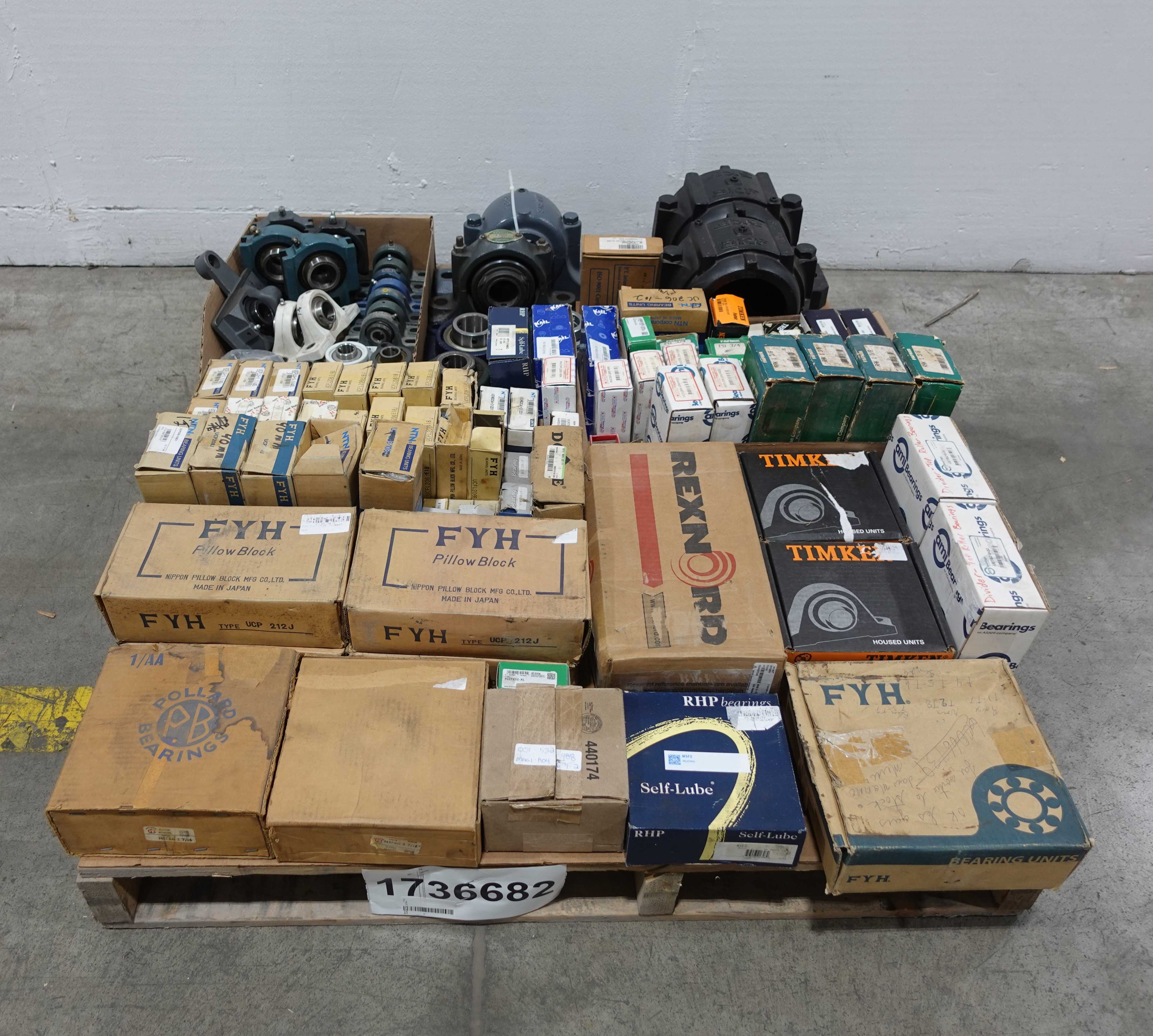 SKU 1736682 - PALLET OF ASSORTED BEARINGS, FLANGE, MOUNTED, PILLOW BLOCK - 