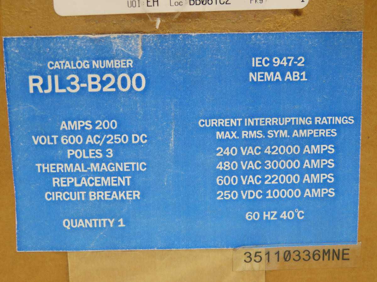 MIAMI BREAKER RJL3-B200 CIRCUIT BREAKER, 3-POLE, 200A RATED CURRENT, 42KA INT RATING - CIRCUIT BREAKERS