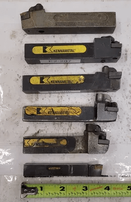 KENNAMETAL TOOLHOLDERS SET OF 6 - MIXED 3/4" AND 5/8" SHANKS (MODELS: DTFNLS-123, DCFNL-124B, ETC.) - MACHINE TOOLING