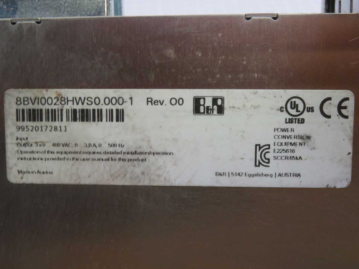 B&R 8BVI0028HWS0.000-1 INVERTER, 480 VAC IN, 3.8 A OUT, 0-500 HZ FREQ, 1.5 KW POWER - POWER INVERTERS