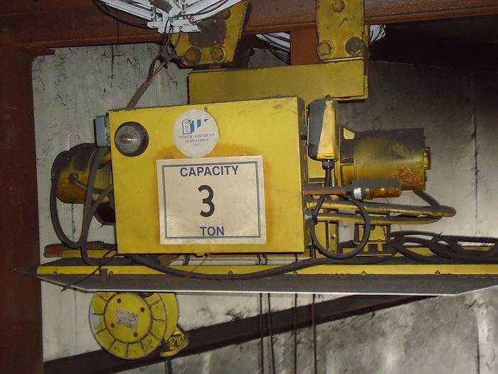 NORTH AMERICAN INDUSTRIES CRANE HOIST 3-TON HOT METAL REMOTE CONTROL - ELECTRIC HOISTS