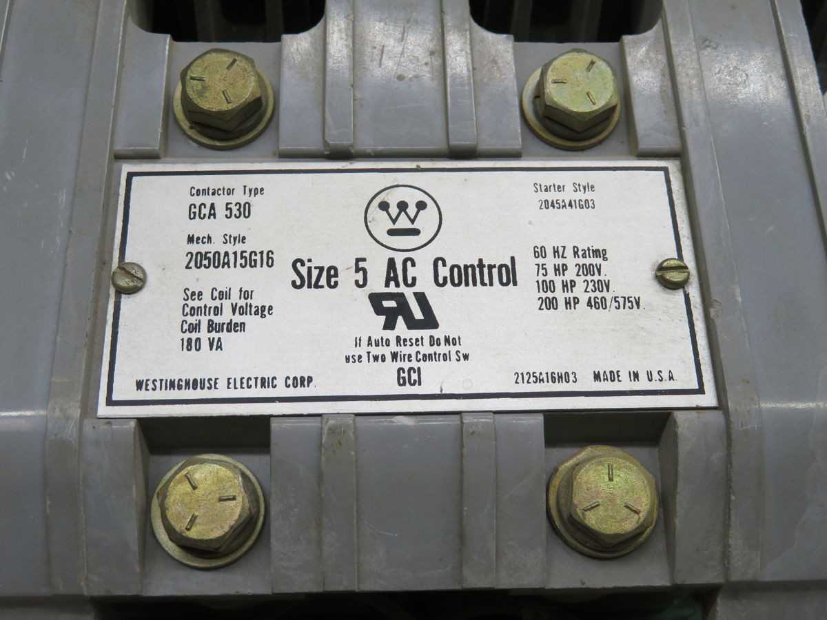 WESTINGHOUSE 2050A15G16 STARTERS, 3-PHASE, 3-POLE, 270A, NEMA 5, 200 HP @ 600V, 110/120V - MOTOR STARTERS