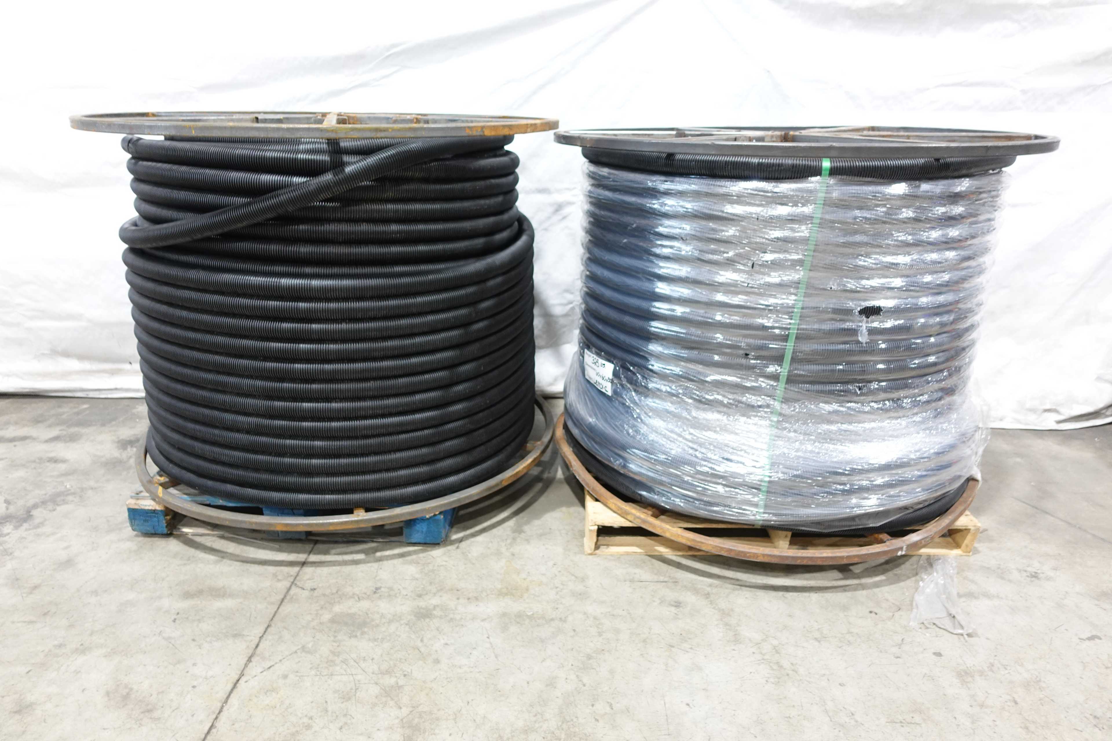 LOT OF 2 SPOOLS OF PETROFLEX 2" CORRUGATED HDPE CONDUIT TUBING - FLEXIBLE CONDUIT PIPE