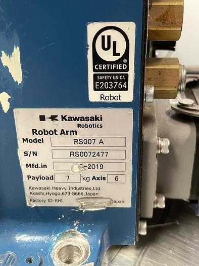 2019 KAWASAKI RS007L ARTICULATED ROBOT, 7KG PAYLOAD, 930MM REACH, F60F CONTROLLER - ARTICULATED ROBOTS