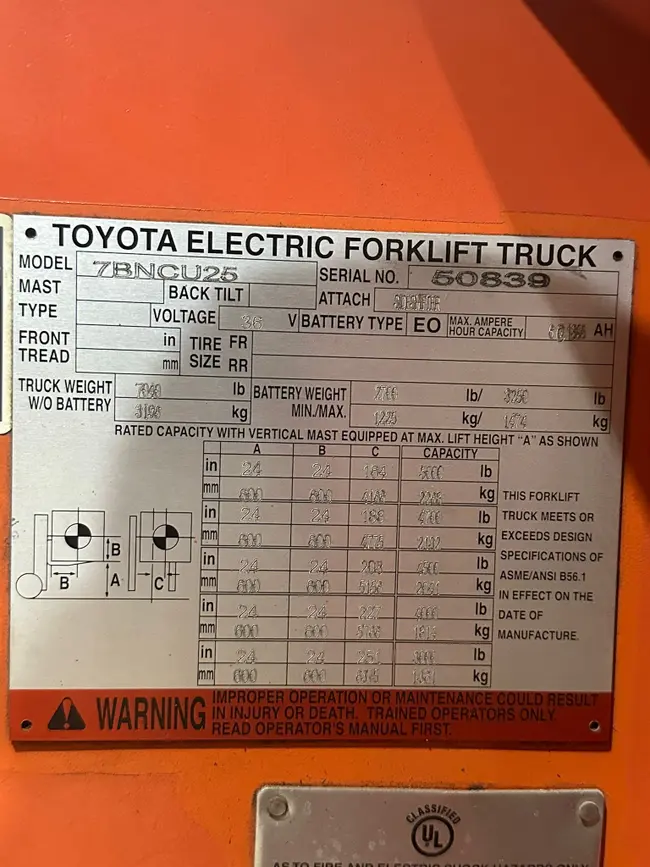 2009 TOYOTA 7BNCU25 FORKLIFT - undefined