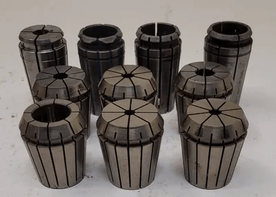 ERICKSON COLLETS - SET OF 10, VARIOUS SIZES: 7/32IN, 5/16IN, 1/4IN, 1IN, 29/64, 1/2IN, ETC. - MACHINE TOOLING