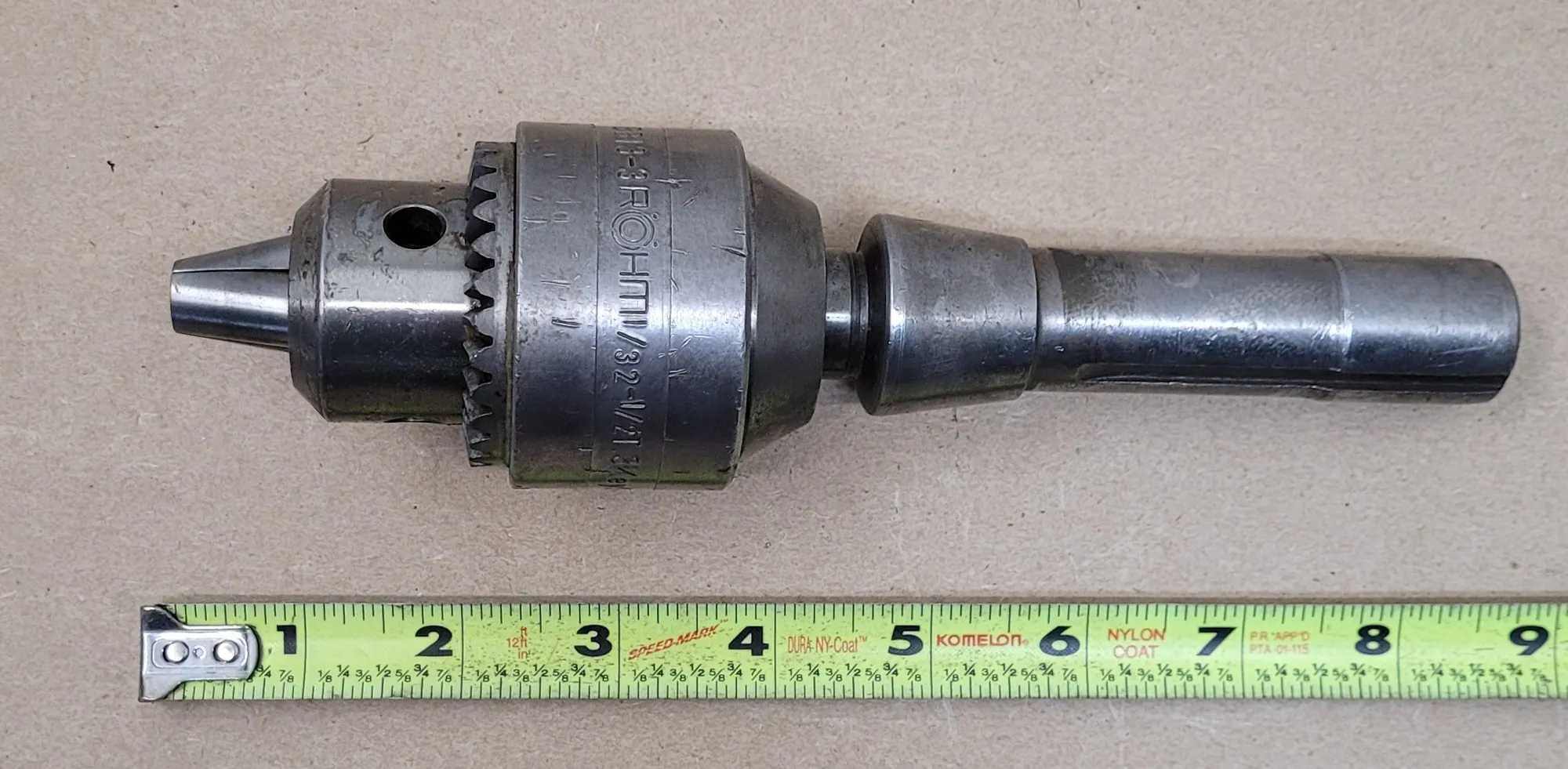 ROHM BB13-3 DRILL CHUCK, R8 ARBOR, 1/32-1/2 IN. CAPACITY, K3 KEY REQ. - MACHINE TOOLING