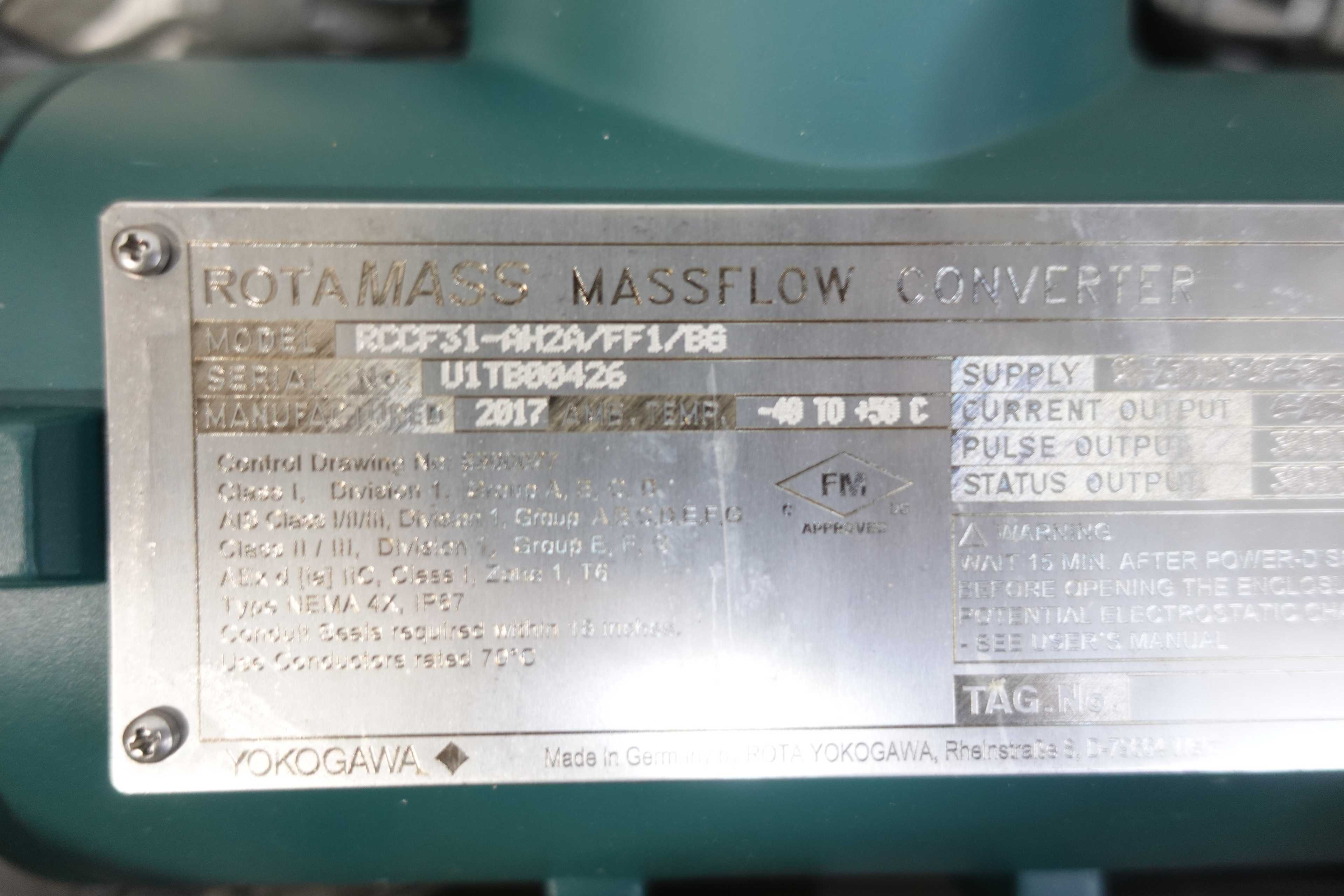YOKOGAWA ROTAMASS RCCF31-AH2A/FF1/BG MASS FLOW CONVERTER - FLOW MEASUREMENT