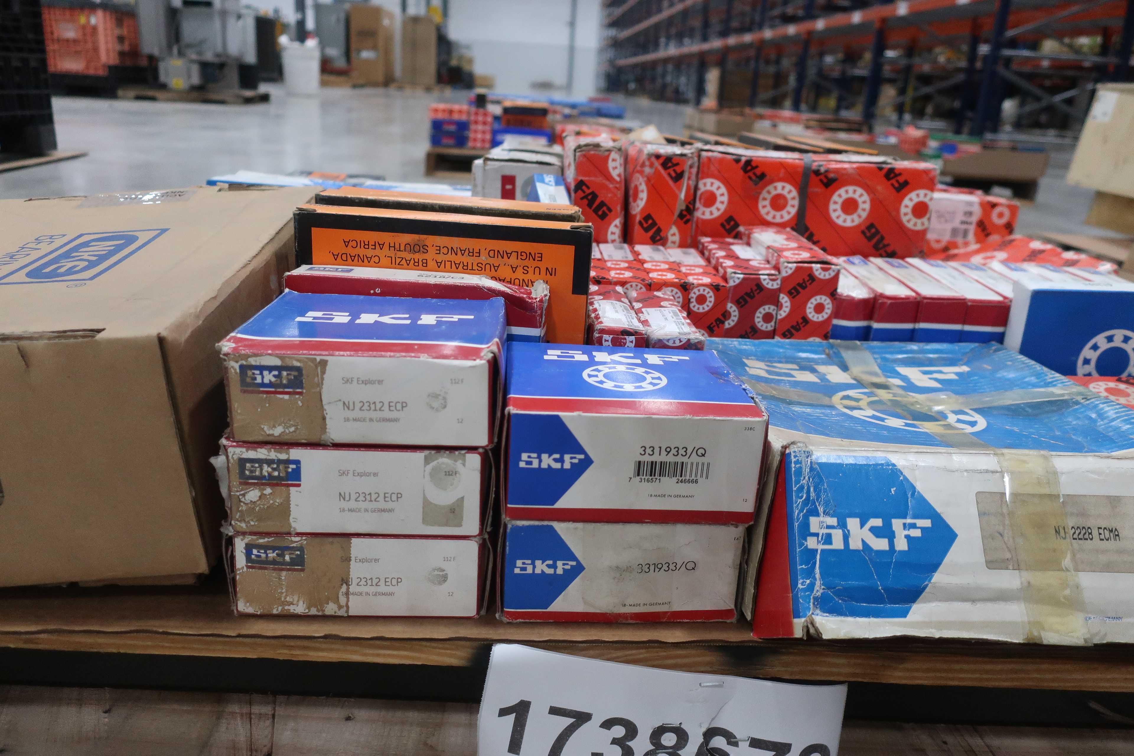 SKU 1738678 - PALLET OF ASSORTED BEARINGS NKE, TIMKEN, SKF, FAG, COOPER, INA - BEARINGS