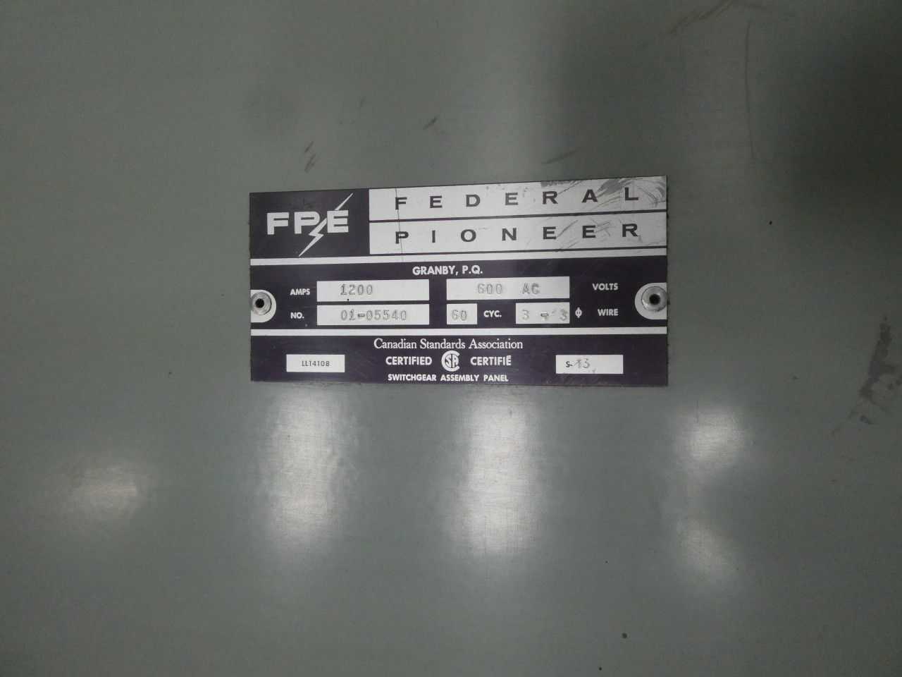 SKU 1075936 - FEDERAL PIONEER 01-05540 NON-FUSIBLE DISCONNECT SWITCH - SWITCHES