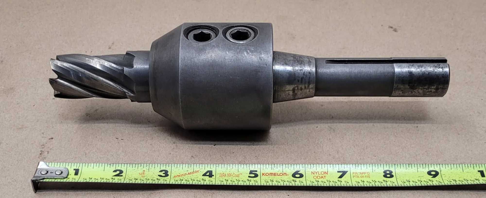 BRIDGEPORT R8 END MILL ADAPTER, 1-1/4" CAPACITY, 9-1/2" OAL, 2-1/2" BODY DIA, 6-FLUTE MILL - MACHINING TOOLING & PARTS