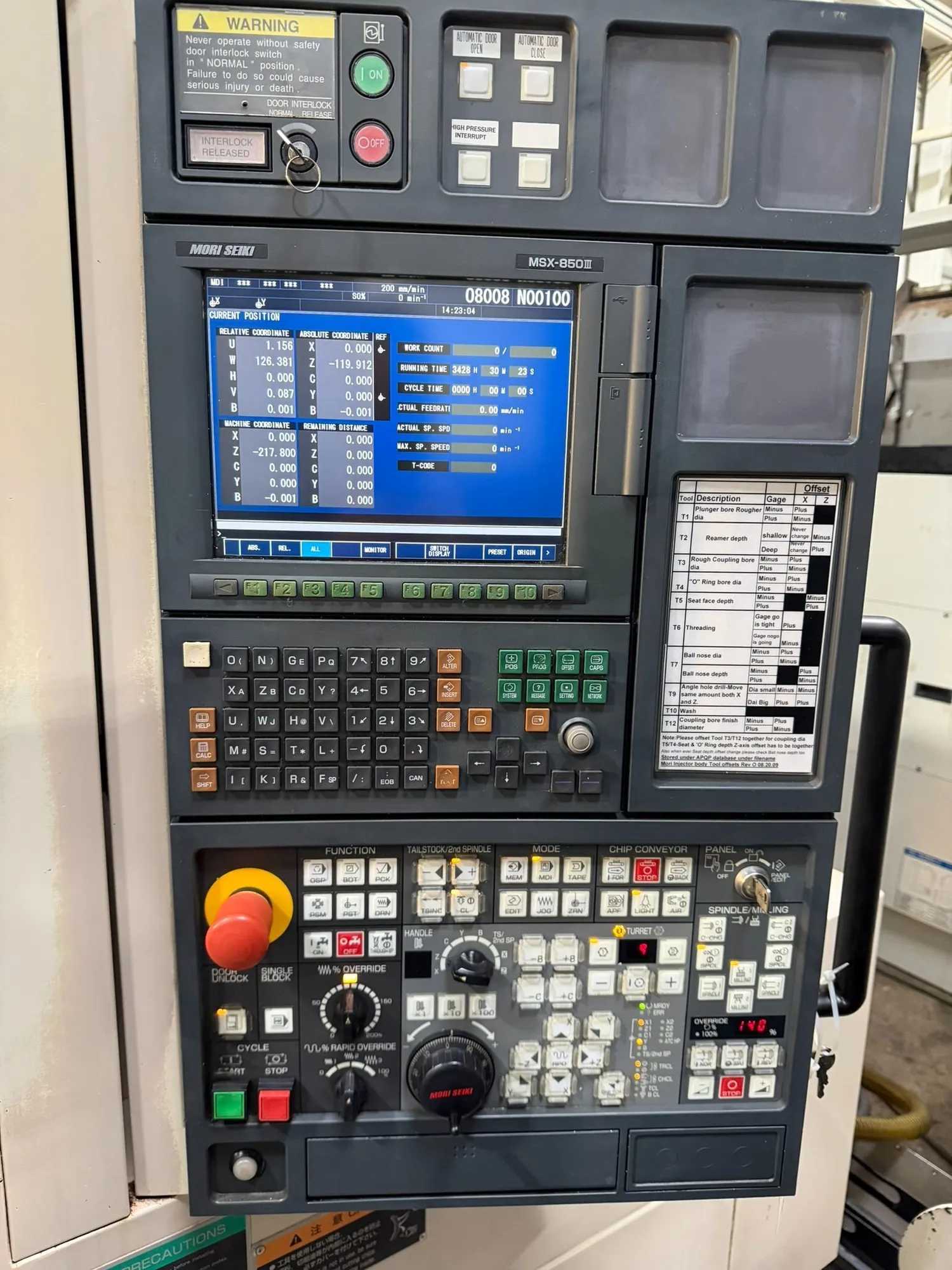 2008 MORI SEIKI NL2500Y/700 CNC LATHE, 4,000 RPM, 25 HP, Y-AXIS, MSX-850 - CNC LATHES
