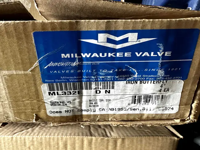 BULK LIST OF INVENTORY - BUTTERFLY VALVES 165 QTY - undefined