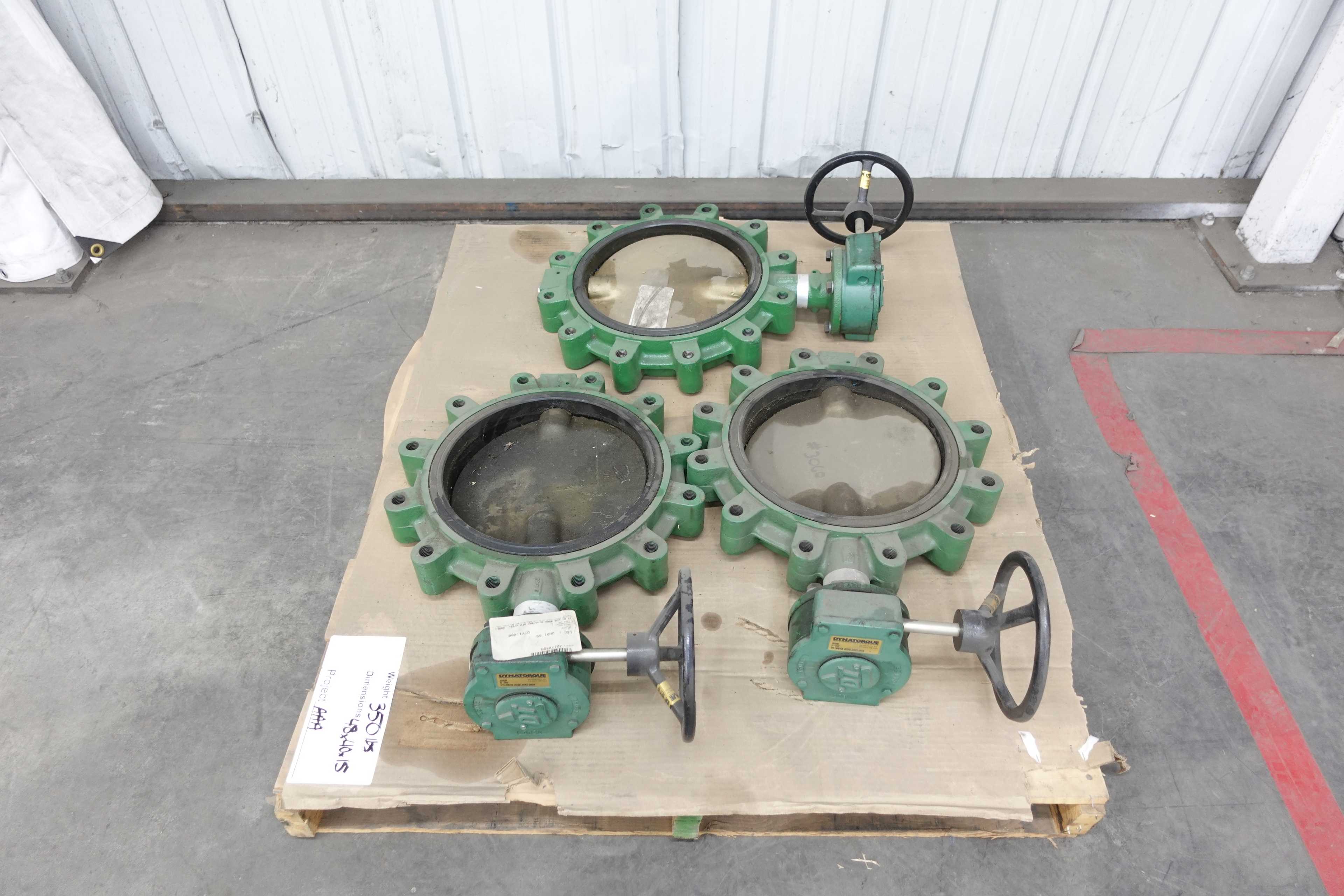 SKU 1728128 - LOT OF 3 DYNATORQUE J022127-511431A MANUAL 12IN BUTTERFLY VALVES - BUTTERFLY VALVE