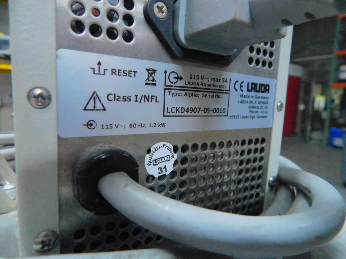 LAUDA ALPHA RA 8, CIRCULATOR, 8L BATH, -25-100C TEMP, +/-0.02K STABILITY, 1.5KW HEAT, 0.23KW COOL @ 20C, 120VAC - LAB & SCIENTIFIC