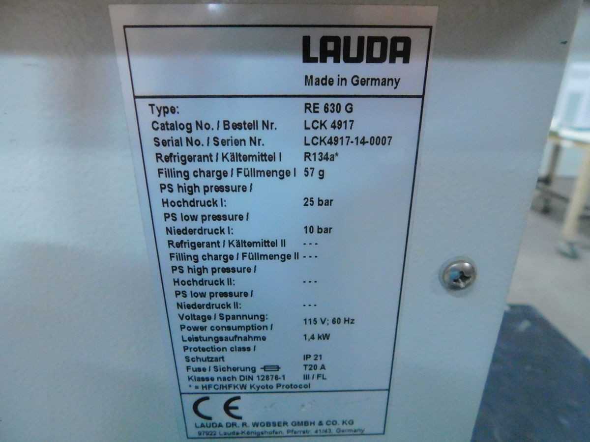 LAUDA RE 630 G, LAB HEATING COOLING, -30 TO 200°C TEMP, 1.5 KW HEAT, 0.5 KW COOL, 6.5 L VOL - LAB & SCIENTIFIC
