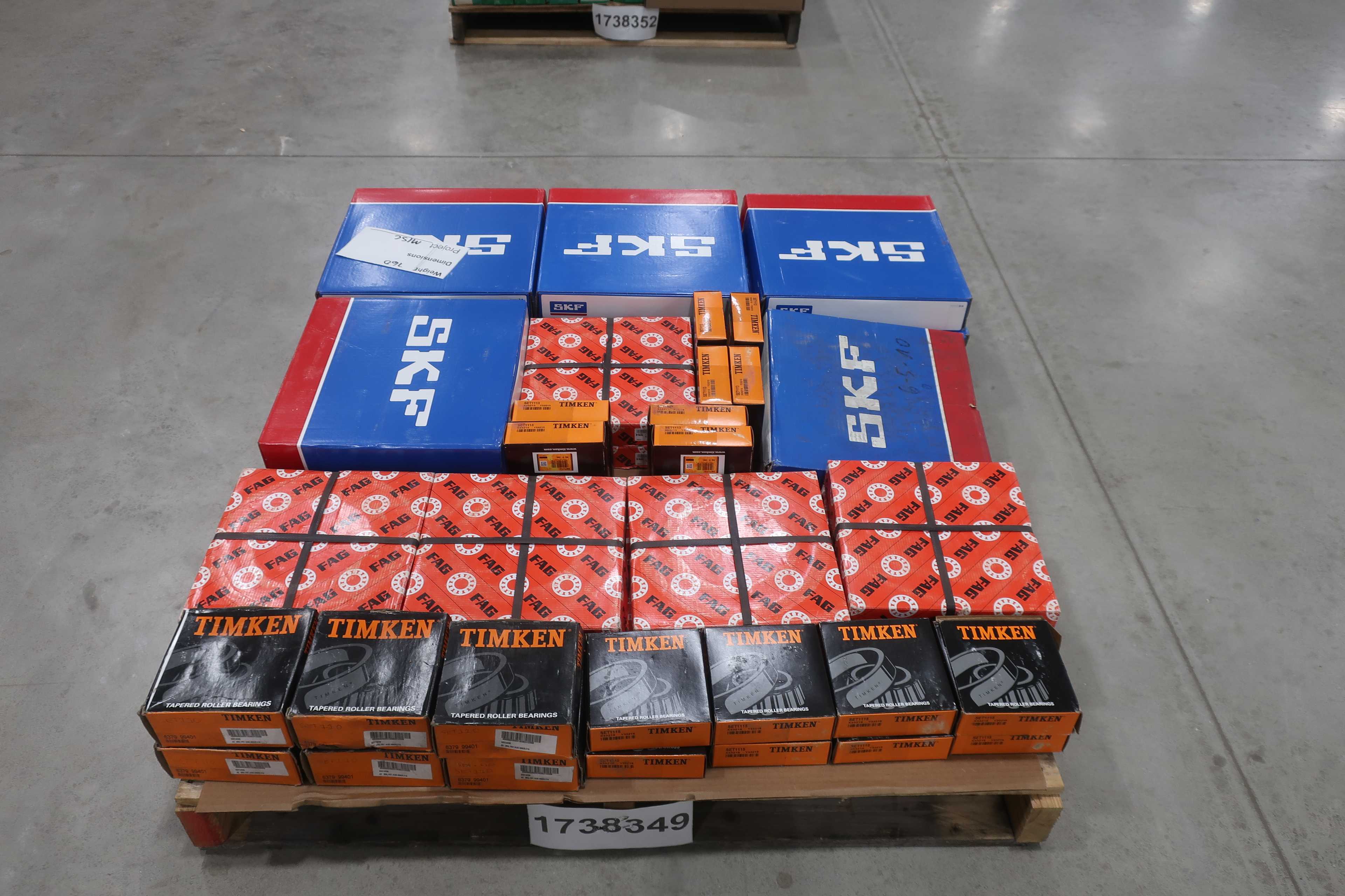 SKU 1738349 - PALLET OF ASSORTED ROLLER BEARINGS, SKF, FAG, TIMKEN - BEARINGS