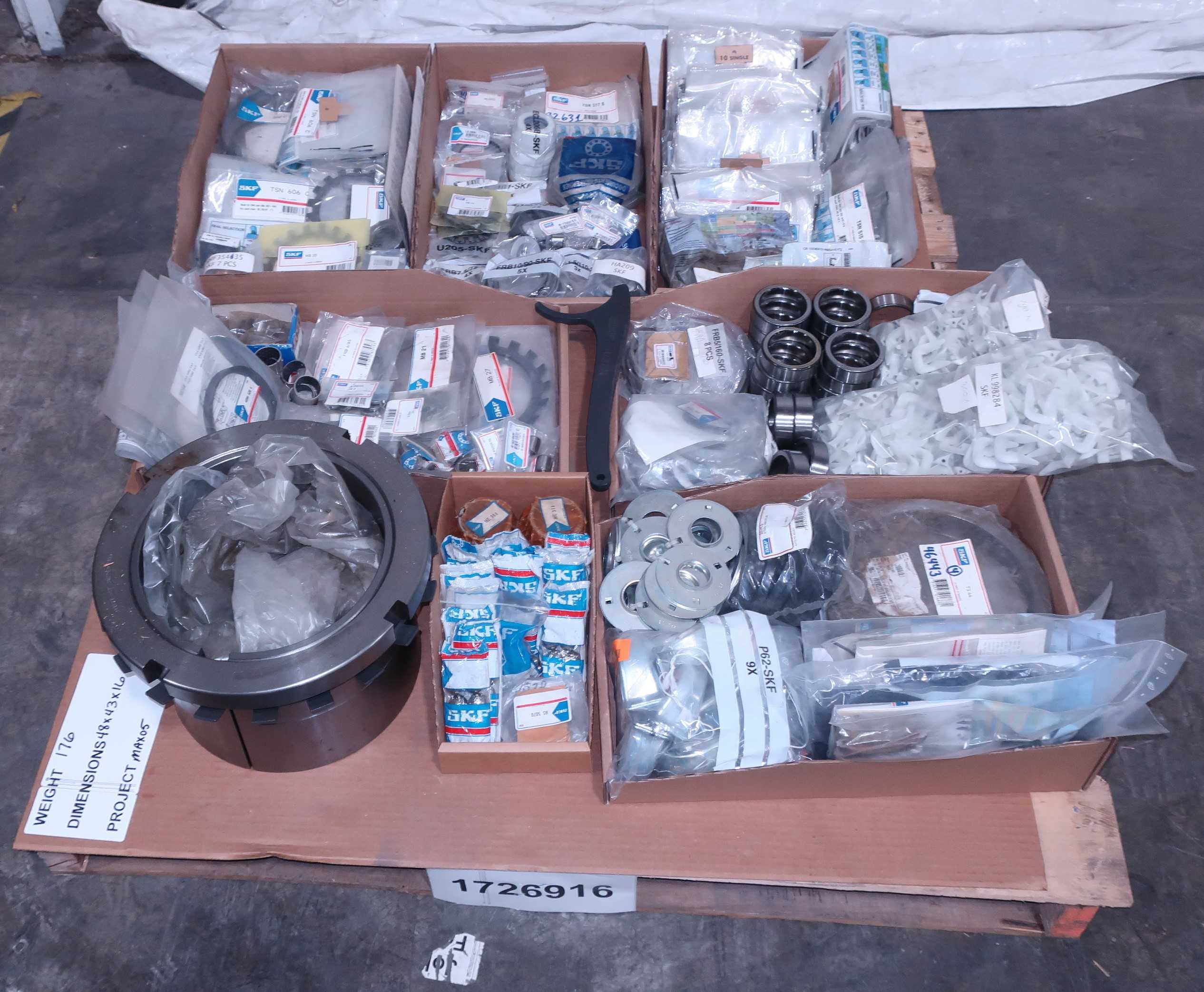 SKU 1726916 - PALLET OF ASSORTED SKF BEARING PARTS - BEARINGS