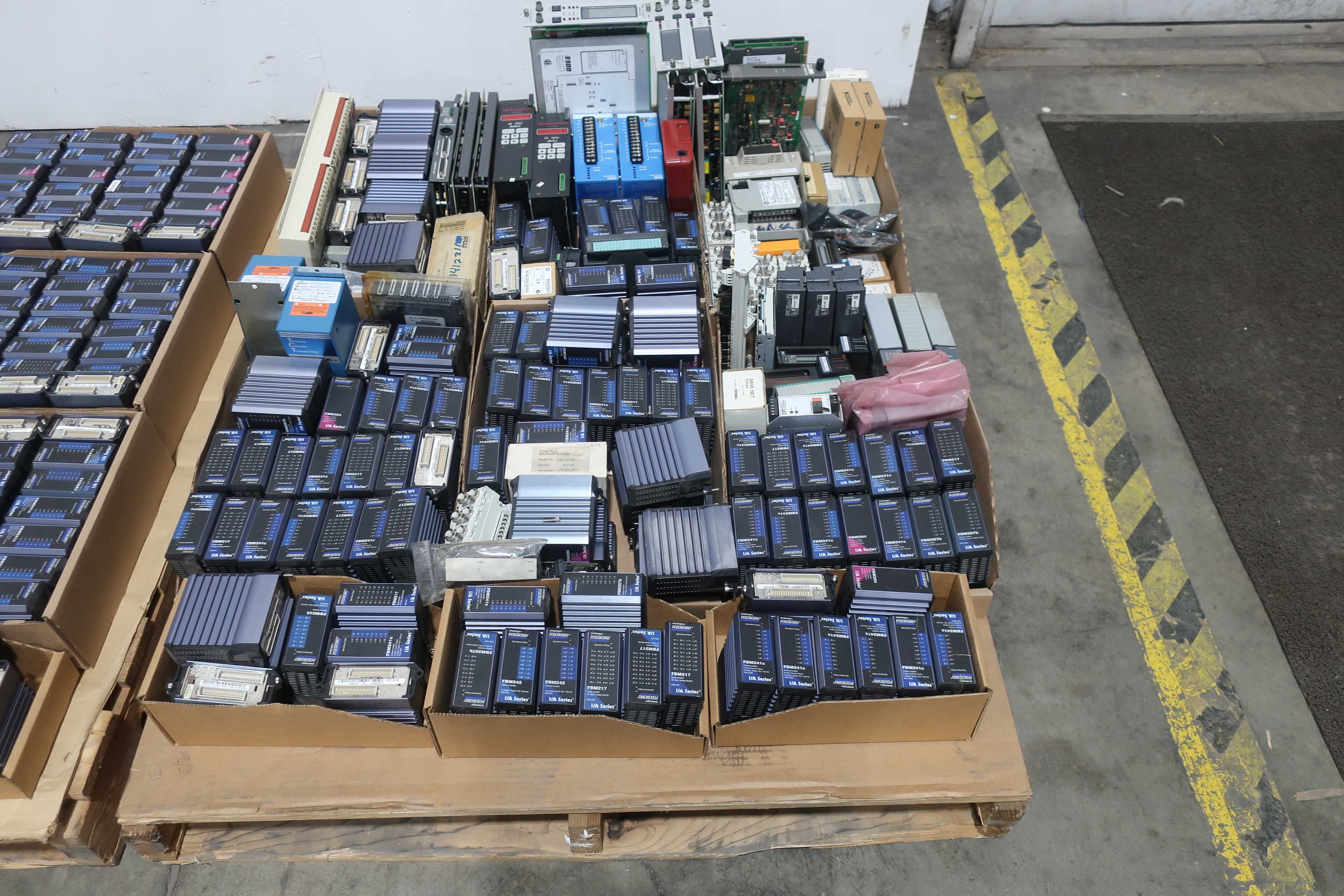 SKU 1740109 - 3 PALLETS OF ASSORTED MODULES FOXBORO, AMC, AB, MOORE INDUSTRIES, HUSKY, KOYO - PLC MODULES