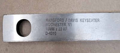 HANSFORD DAVIS D-4310 KEYSEATER BROACH 10MM WIDTH X 20" LENGTH - MACHINE TOOLING