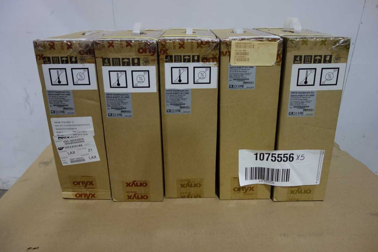 SKU 1075556 - LOT OF 5 ONYX 15IN MEDICAL PANEL TOUCHCREENS - AUTOMATION & CONTROLS