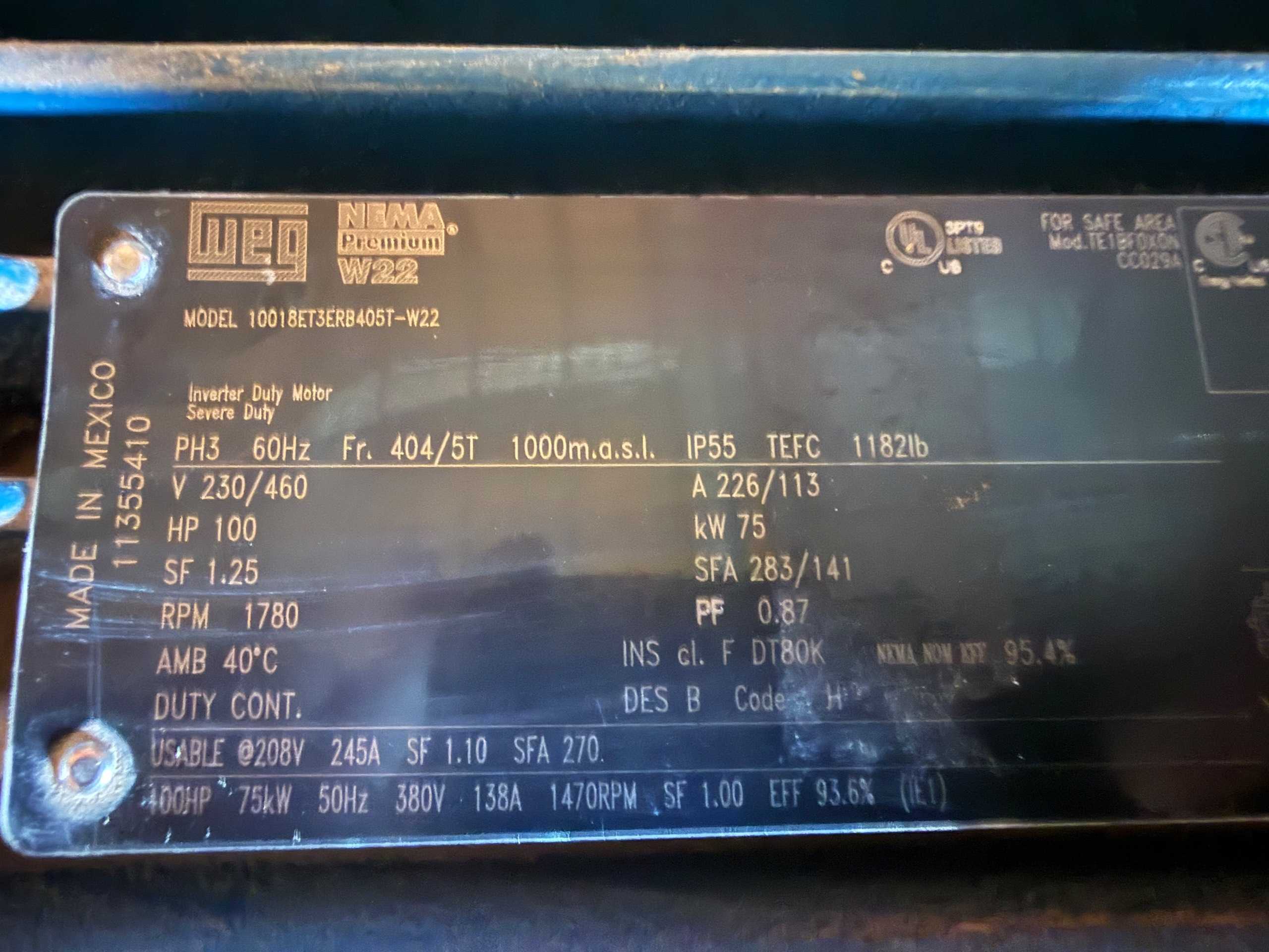 WEG 100 HP AC MOTOR - AC MOTOR