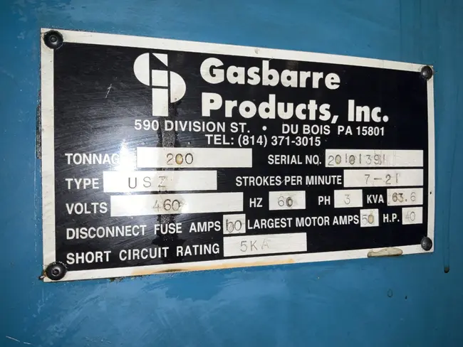 GASBARRE USZ 200 TON MECHANICAL PRESS - undefined