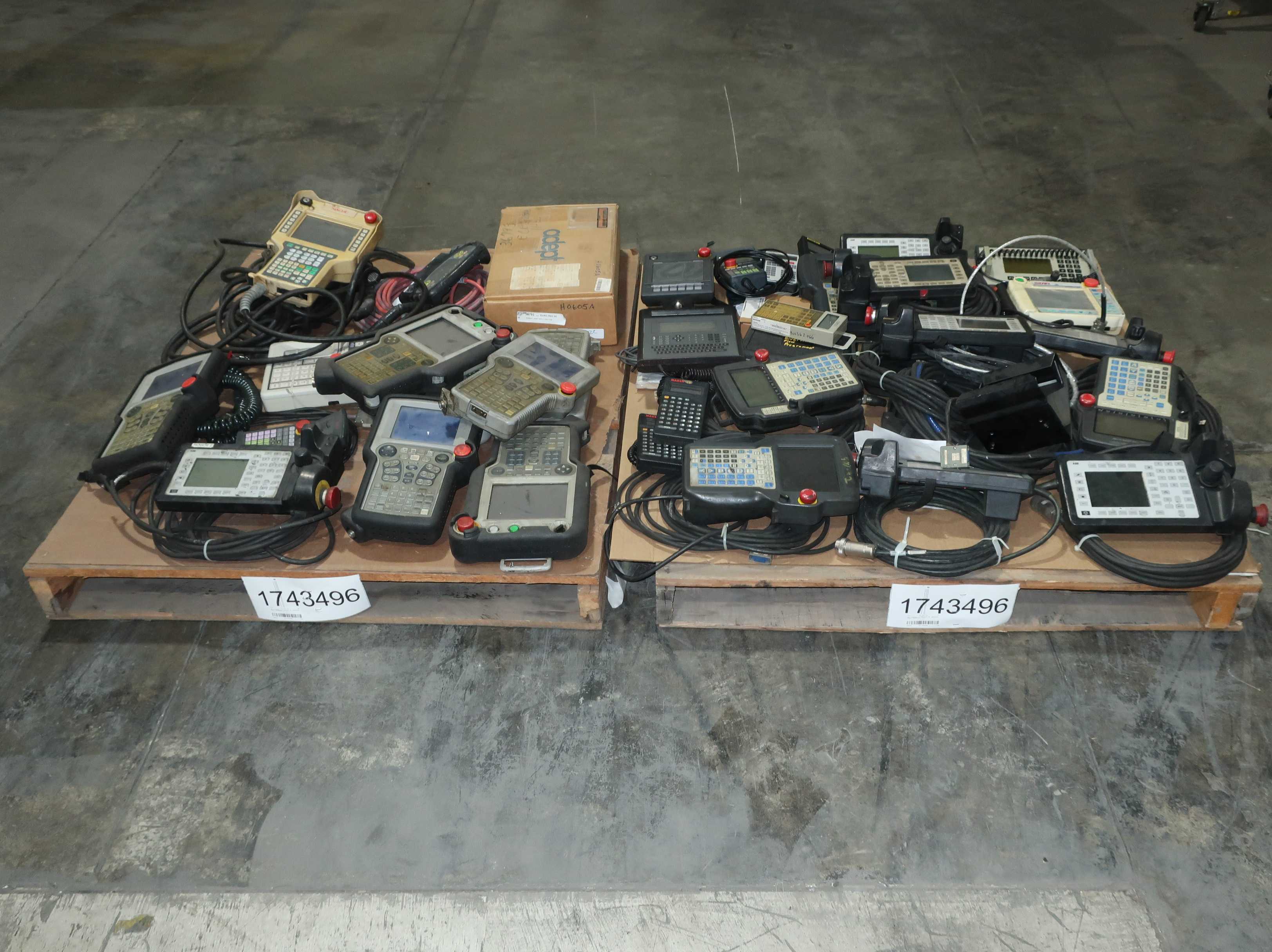 SKU 1743496 - 2 PALLETS OF ASSORTED TEACH PENDANTS, GE, ADEPT, FANUC, ABB, YASKAWA