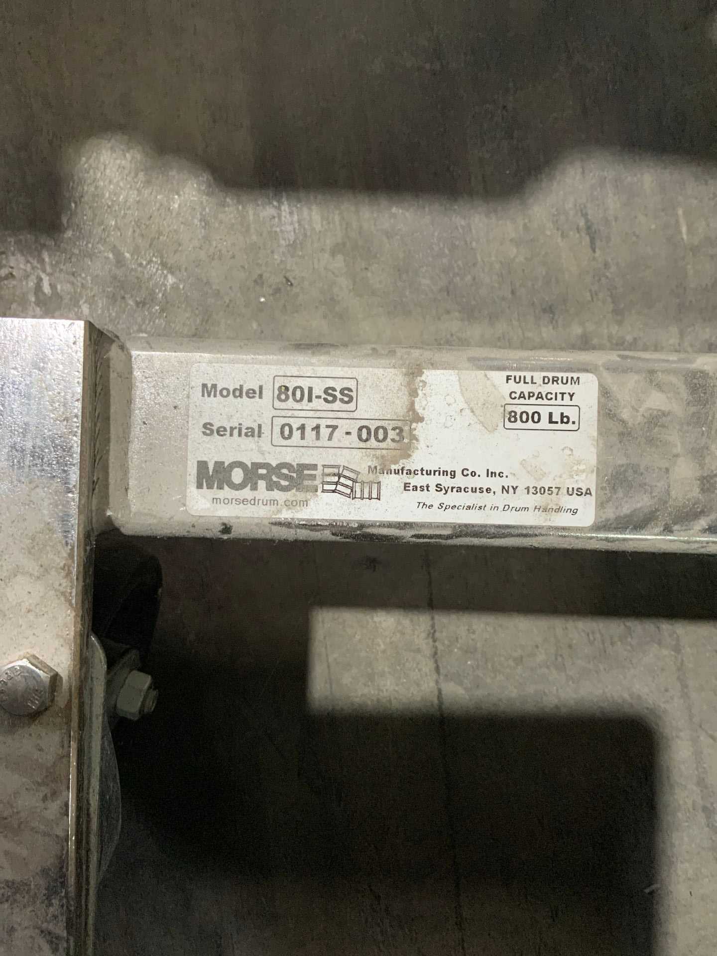 MORSE 801-SS BARREL UTILITY CART - UTILITY CART