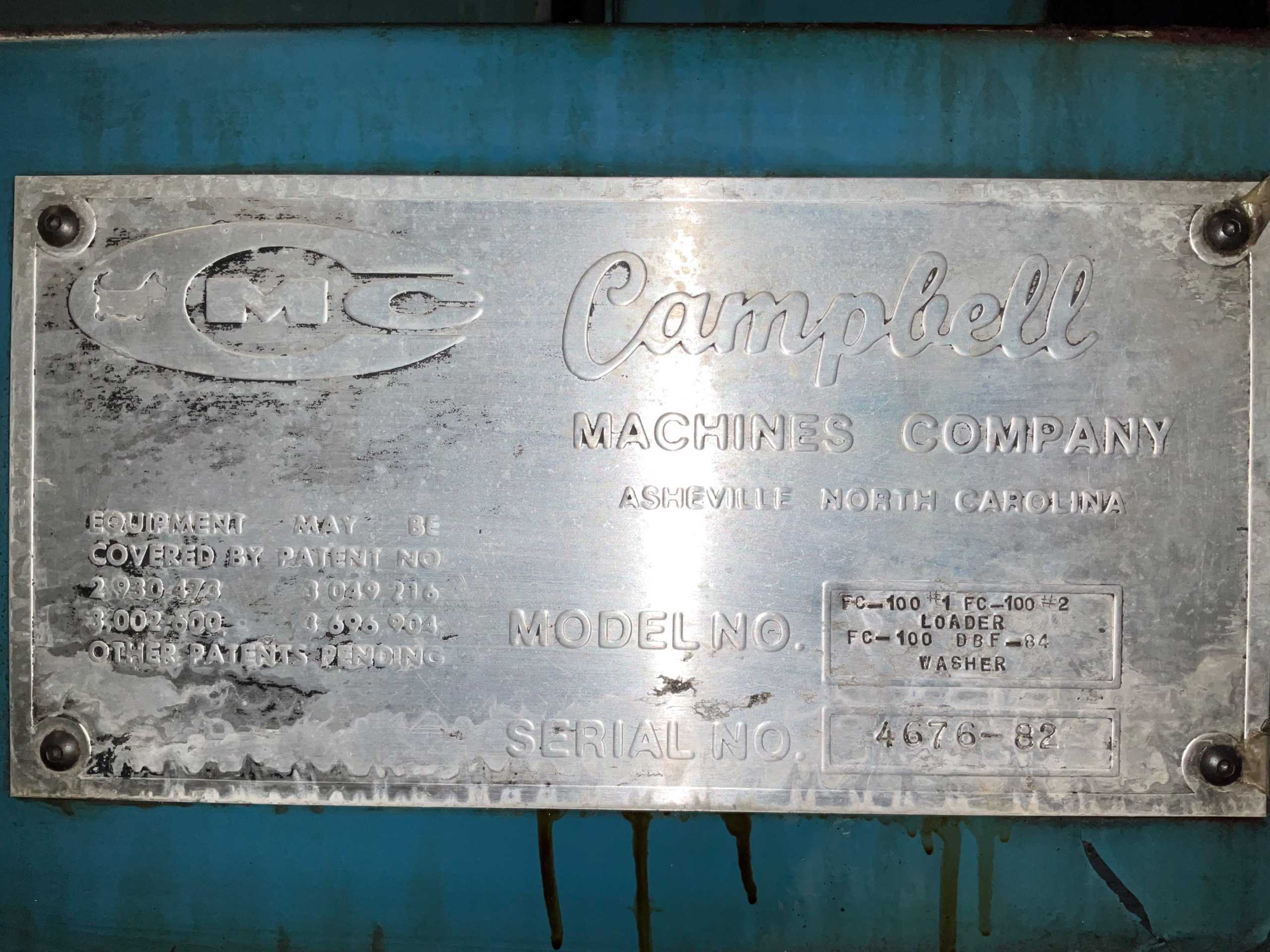 CAMPBELL PARTS WASHING MACHINE - PARTS WASHING MACHINE