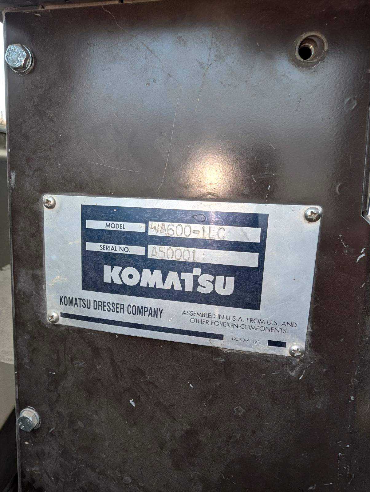 1993 KOMATSU WA600-1LC WHEEL LOADER - WHEEL LOADERS