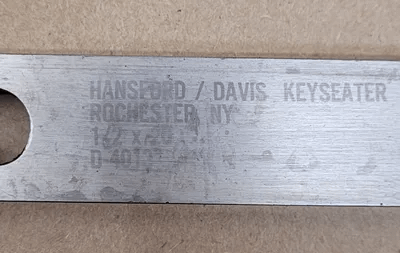 HANSFORD DAVIS D-4013 KEYSEATER - 12MM X 20, WIDTH 1/2", HEIGHT 1", PITCH 1/2", LENGTH 20” - MACHINE TOOLING