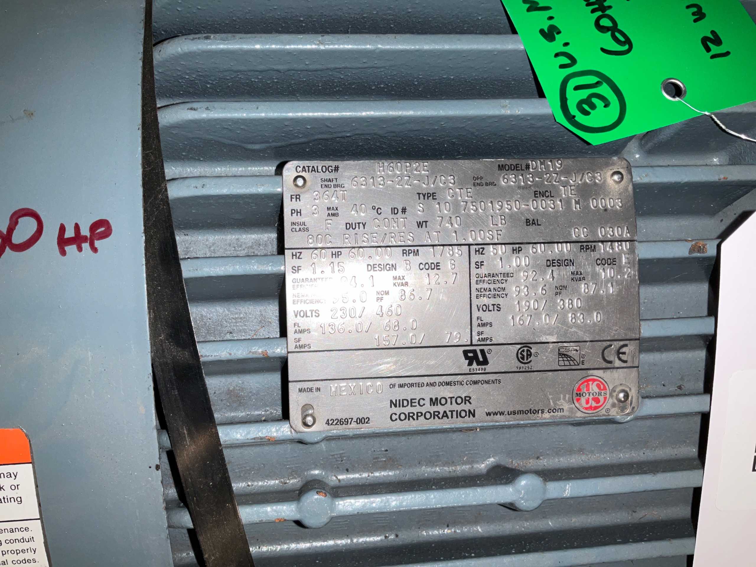 US MOTORS DM19 60HP AC MOTOR - AC MOTOR