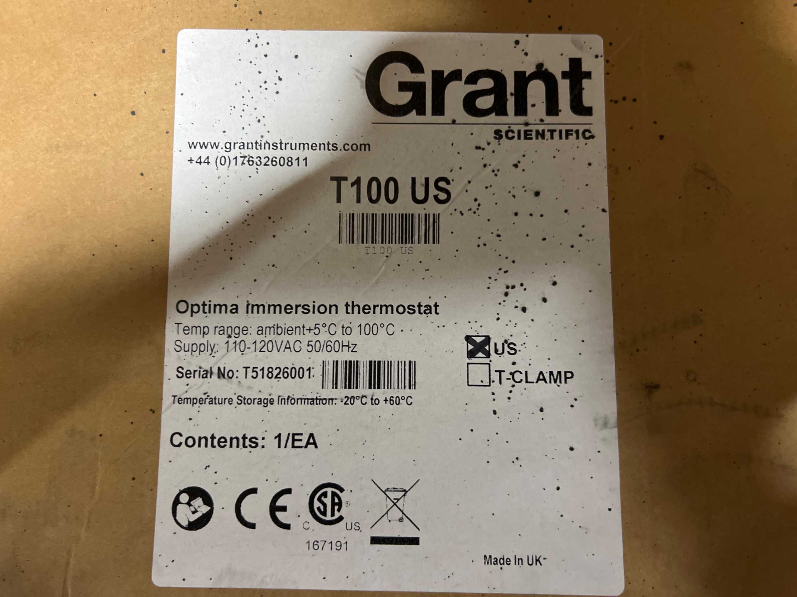 GRANT T100 US IMMERSION THERMOSTAT - LAB & SCIENTIFIC