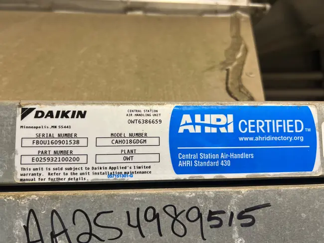 DAIKIN CAH018GDGM AIR HANDLER - undefined