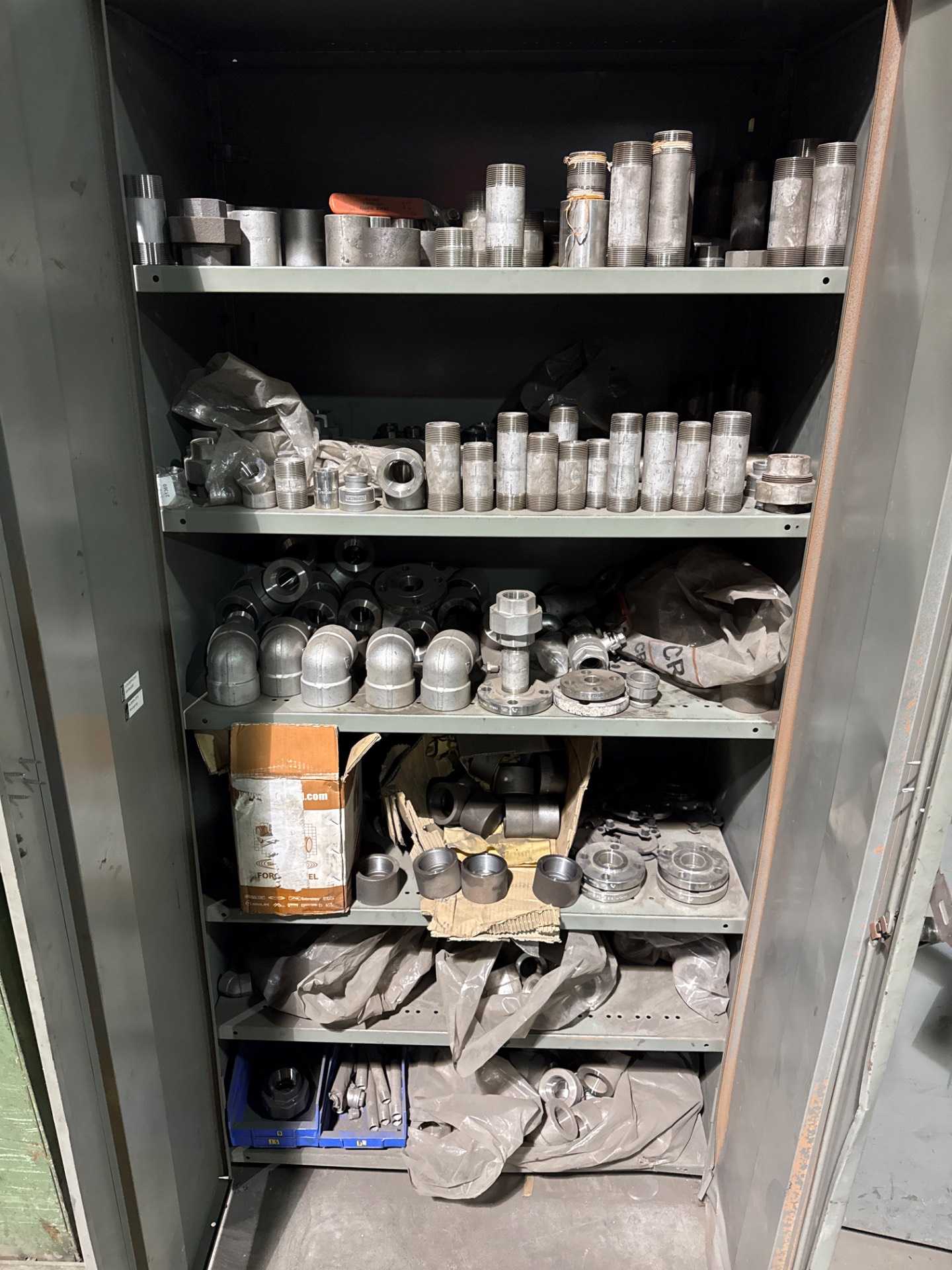 BULK QTY OF STORAGE CABINETS WITH PIPE FITTINGS - FREE STANDING STORAGE CABINET