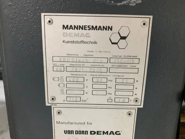 1996 VAN DORN DEMAG ERGOTECH PRO 35 TON INJECTION MOLDING MACHINE - undefined