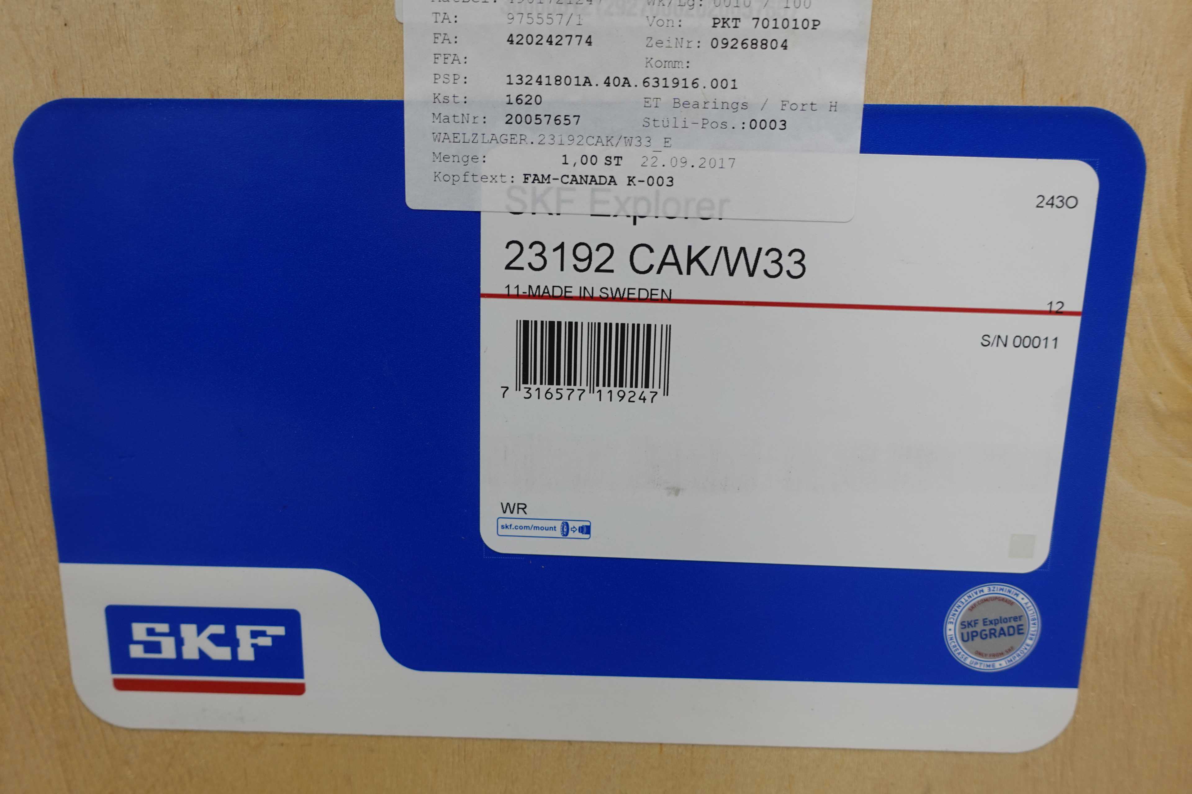 SKU 1739733 - LOT OF 2 SETS OF SKF 23192 CAK/W33 ROLLER BEARINGS WITH OH 3192H SLEEVES - BEARINGS