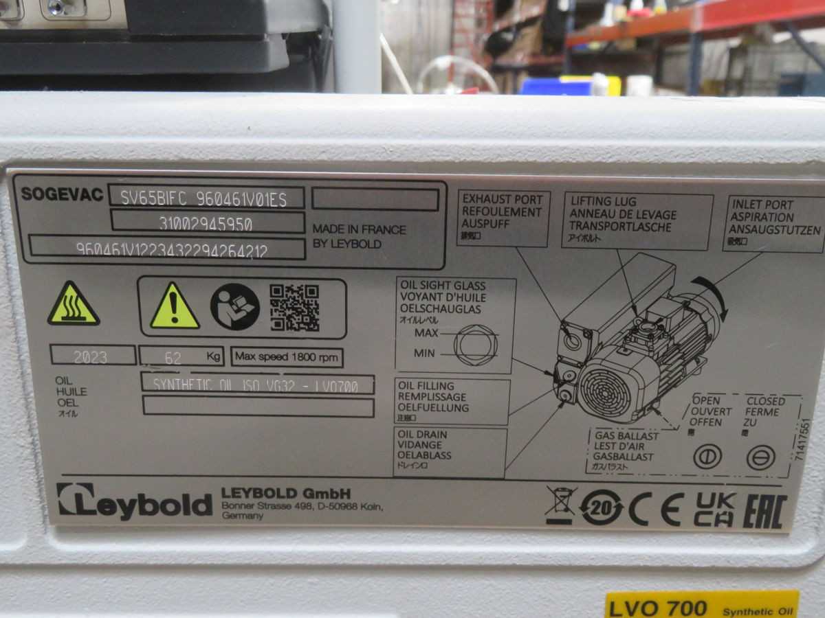 SOGEVAC SV65BIFC VACUUM PUMP, 65M³/H SPEED, <5E-2MBAR PRESS, 1.5KW POWER, 62KG WEIGHT - VACUUM PUMP