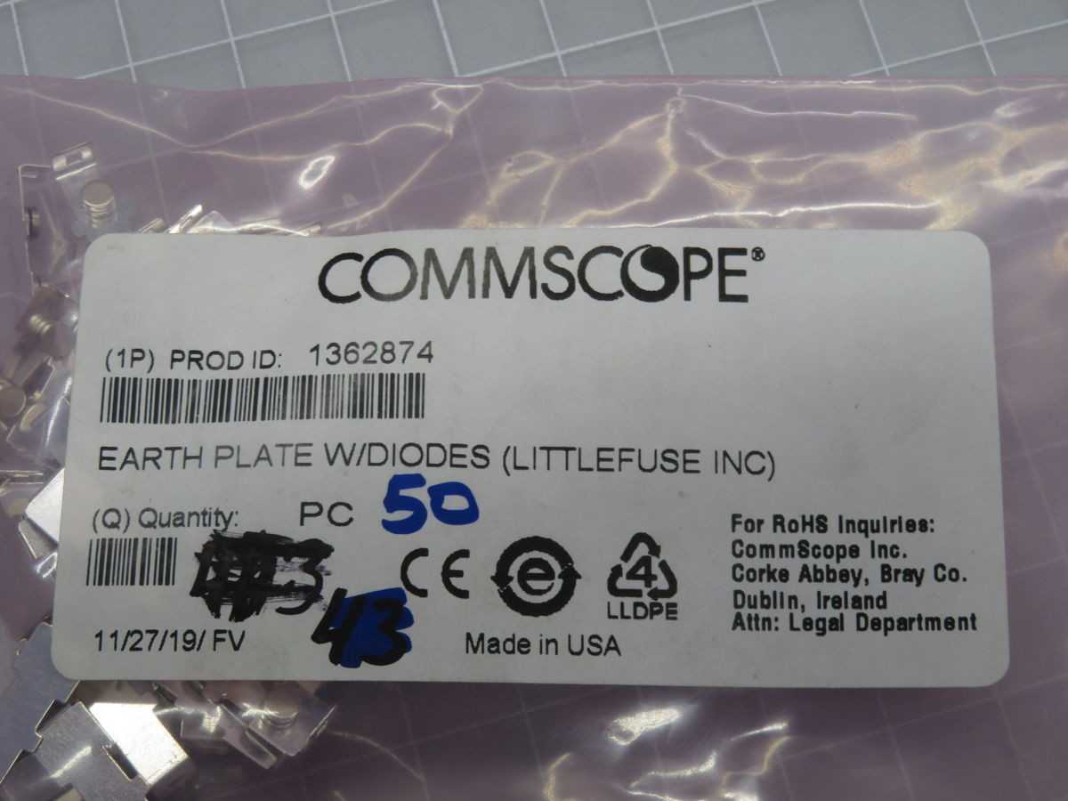 LOT OF 822 COMMSCOPE 1362874 EARTH PLATES - ELECTRONIC COMPONENTS
