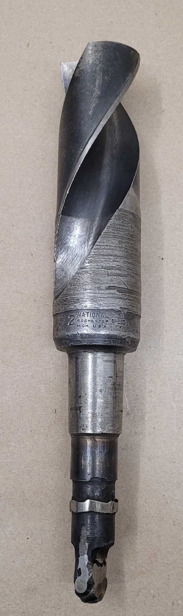 NATIONAL 2-INCH TWIST DRILL, 4MT SHANK, 12" OAL, 6" FLUTE, 5" SHANK, 2 SPIRAL FLUTES - MACHINE TOOLING