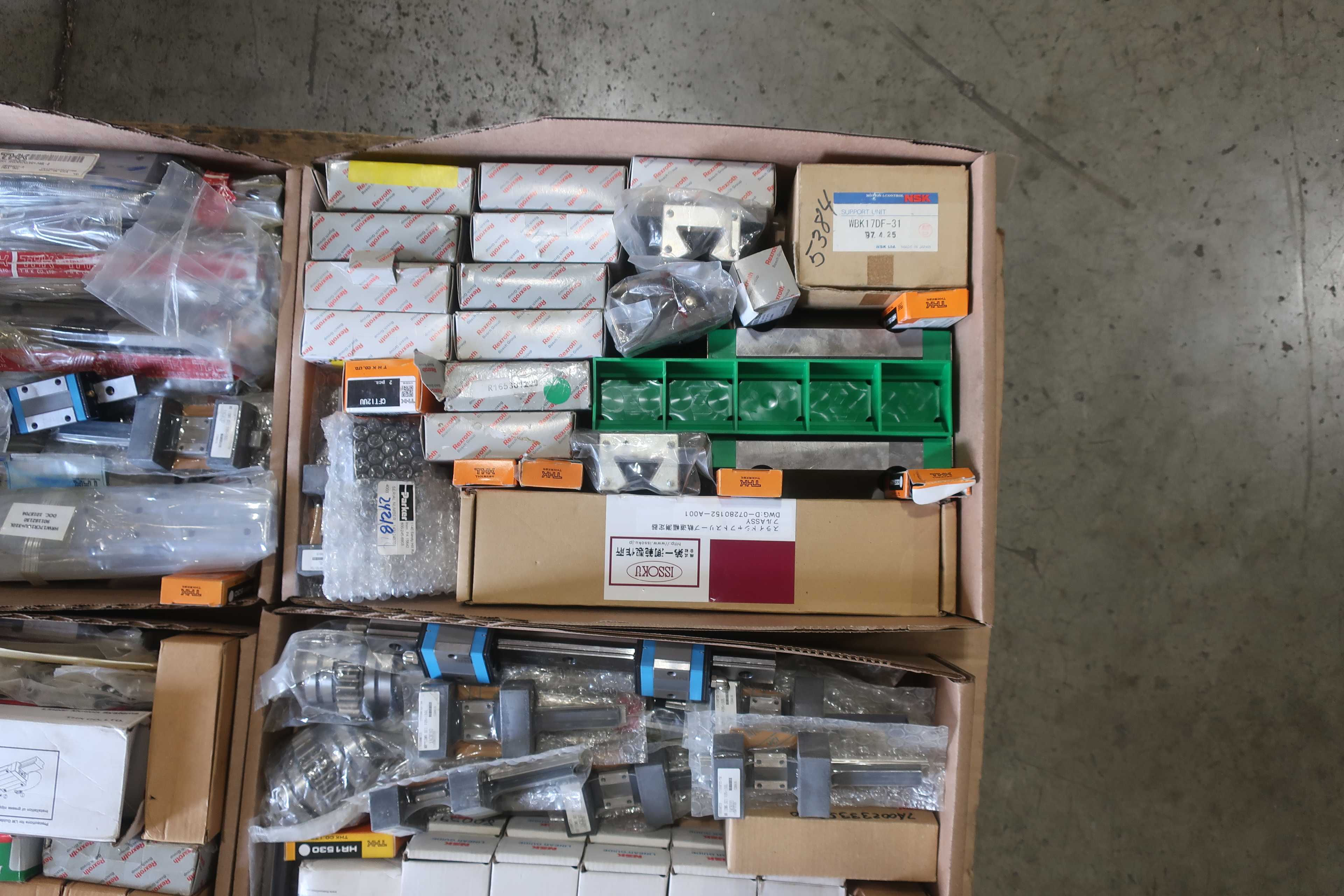 SKU 1761305 - PALLET OF ASSORTED BALL SCREW, LINEAR, AND THRUST BEARINGS - BEARINGS