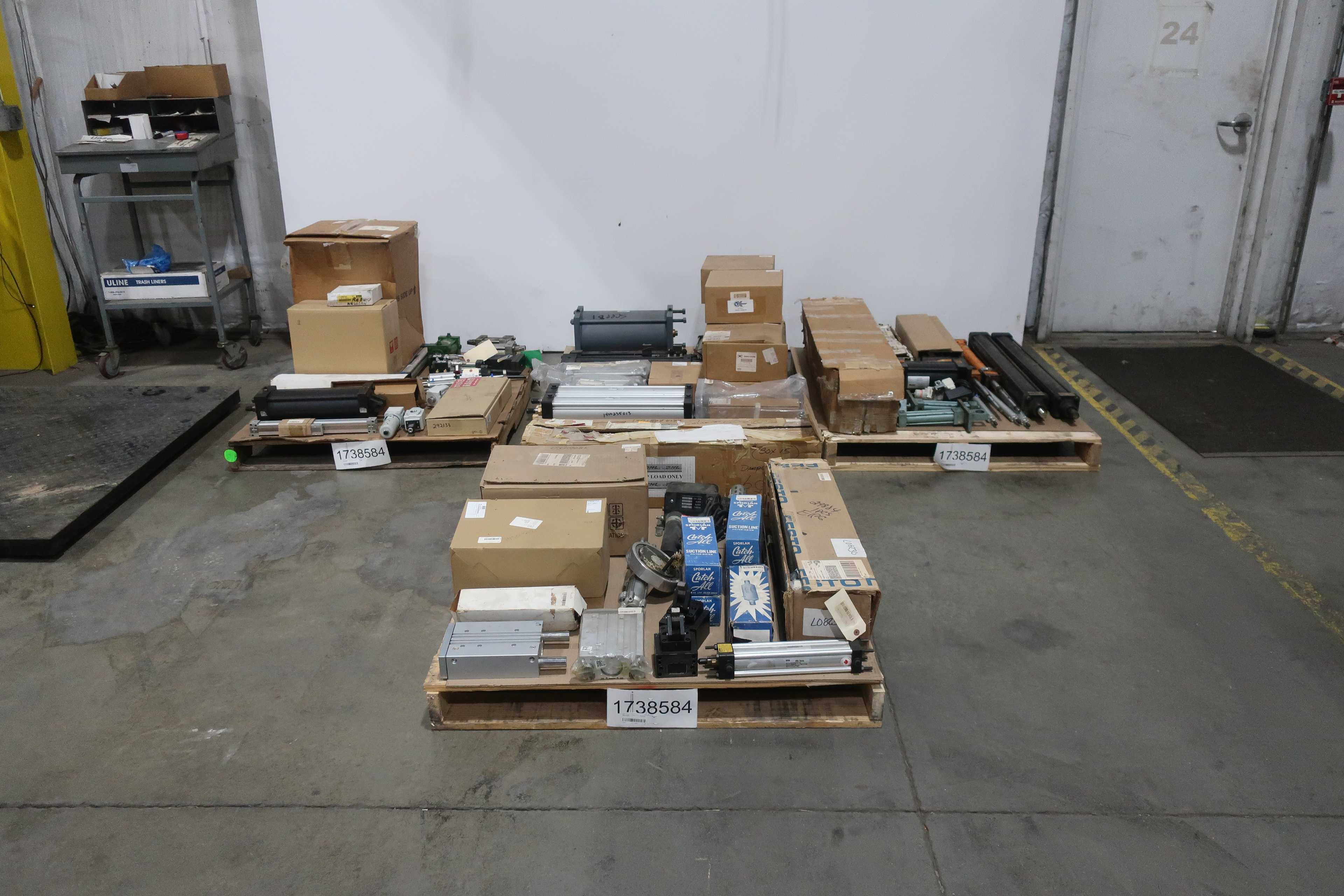 SKU 1738584 - 4 PALLETS OF ASSORTED PNEUMATICS - PNEUMATIC PARTS
