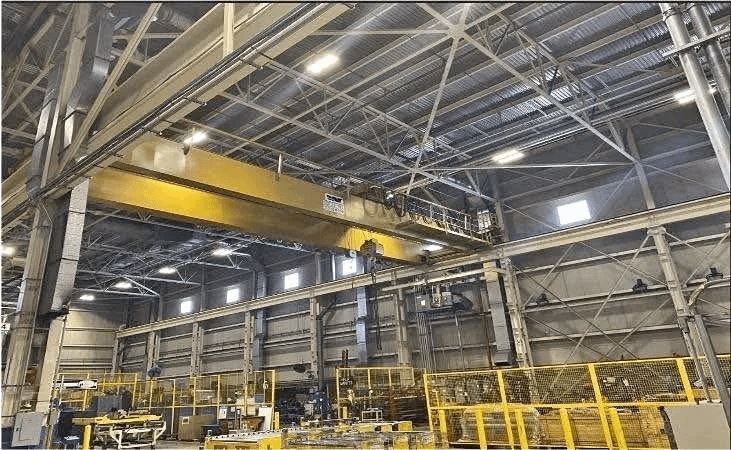 BRADLEY BRIDGE CRANES, 28 TON DOUBLE GIRDER WITH HOIST, 91’ SPAN - BRIDGE CRANE