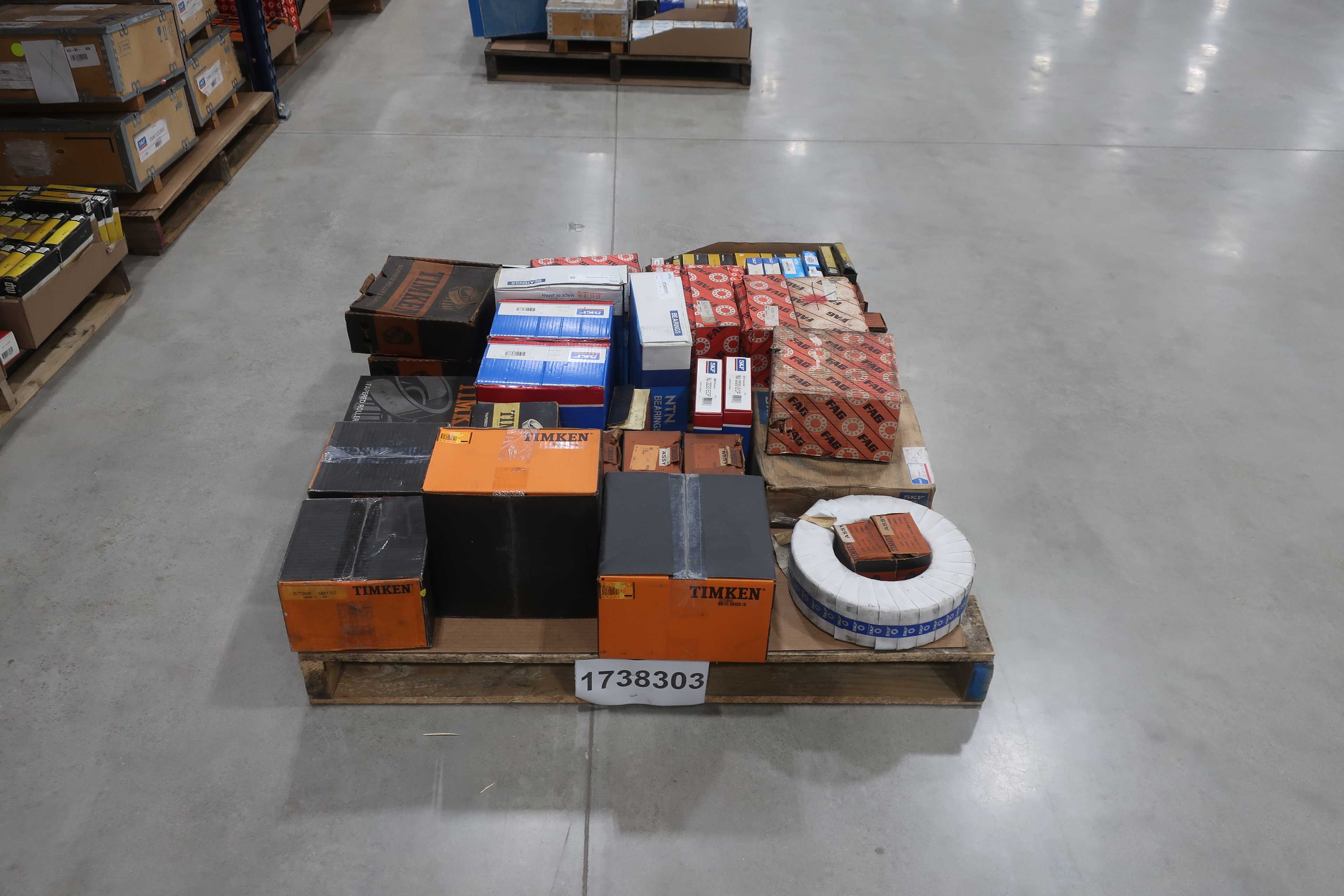 SKU 1738303 - PALLET OF ASSORTED ROLLER BEARINGS, TIMKEN, FAG, SKF, NTN, RHP